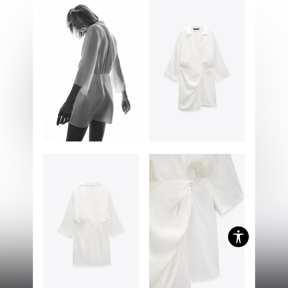 NWT White Zara Satin Dress - Picture 3 of 4